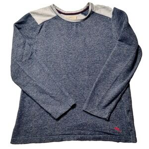 TOMMY BAHAMA Men Large Blue Heather Gray Crew Neck Pullover Sweater Sweatshirt